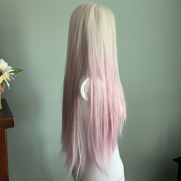 Extra Long Platinum Blonde/Pink Ombré Cosplay Synthetic Wig main image 5